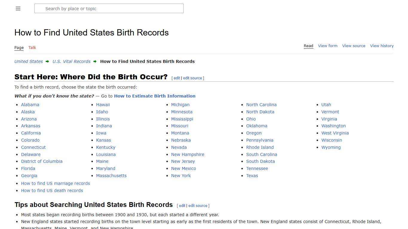 How to Find United States Birth Records • FamilySearch